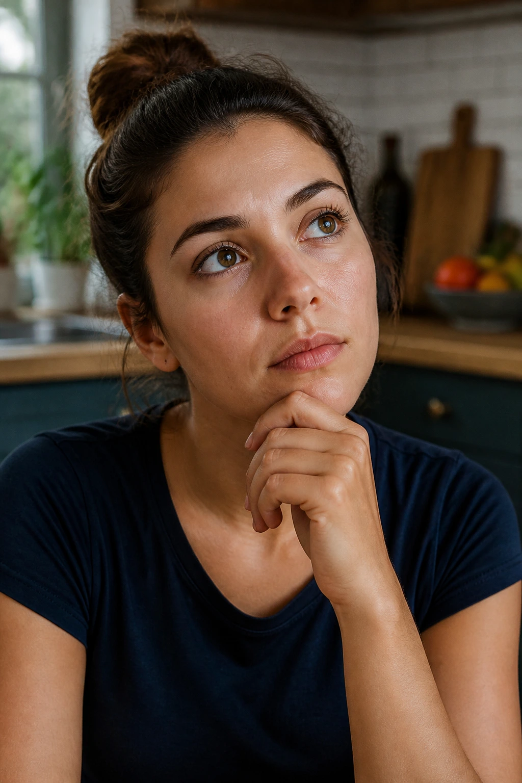 Banishing Breakouts: Are Strawberries Good For Acne? 1 Close-up portrait of a real person with clear skin in a kitchen, suggesting diet-acne link.