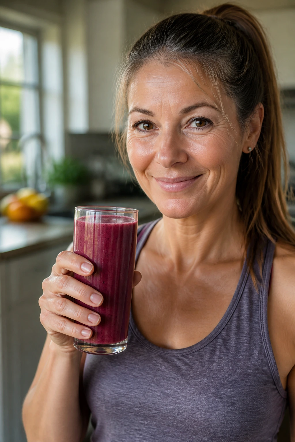 10 Amazing Fruits That Are Good for Nerve Pain 2 Person holding a vibrant fruit smoothie in a sunny kitchen illustrating diet and nerve pain relief