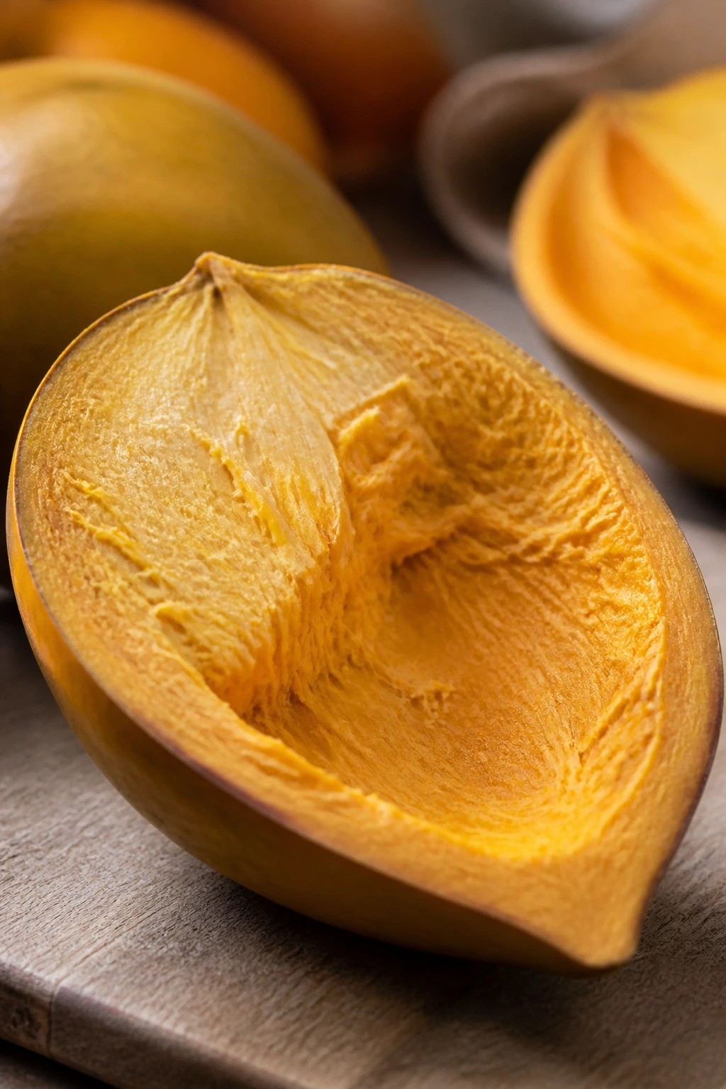 12 Incredible Health Benefits Of Egg Fruit 3 Macro close-up of fibrous egg fruit pulp