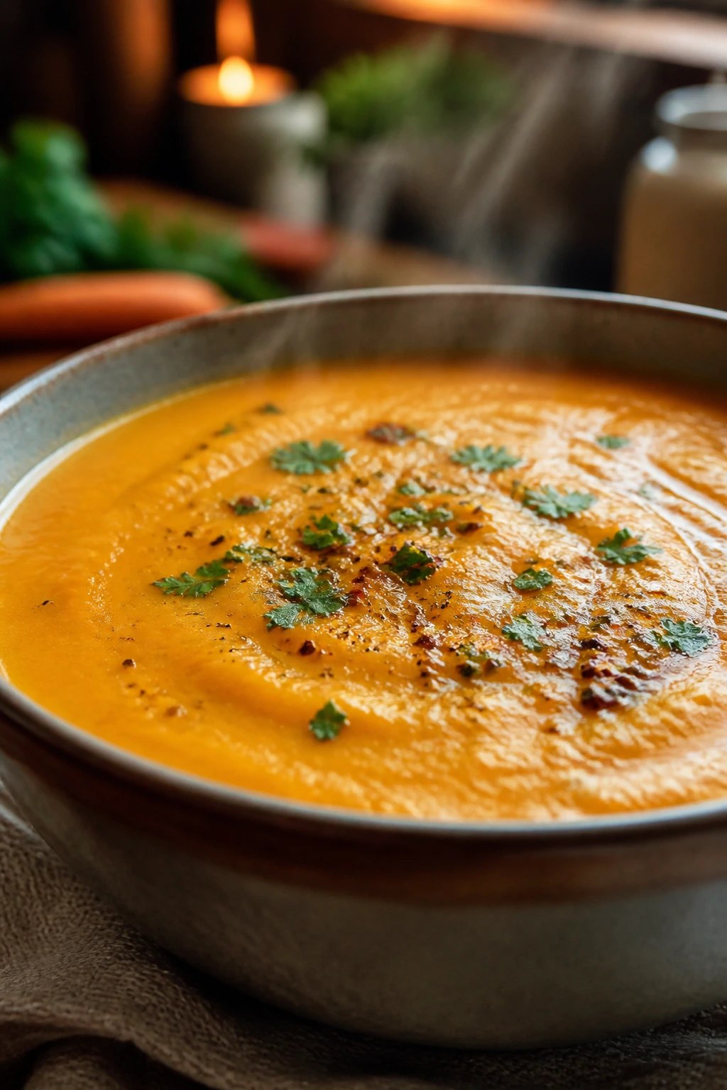 10 Surprising Benefits Of Blending Fruits And Vegetables 3 Close-up of creamy blended vegetable soup suggesting improved digestion