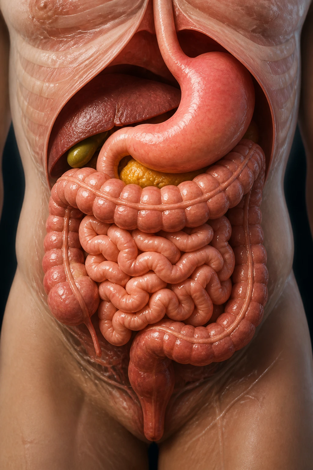 The Top 10 Evidence-Based Health Benefits of Citrus Fruits 13 Digestive tract cross-section inside a torso illustration