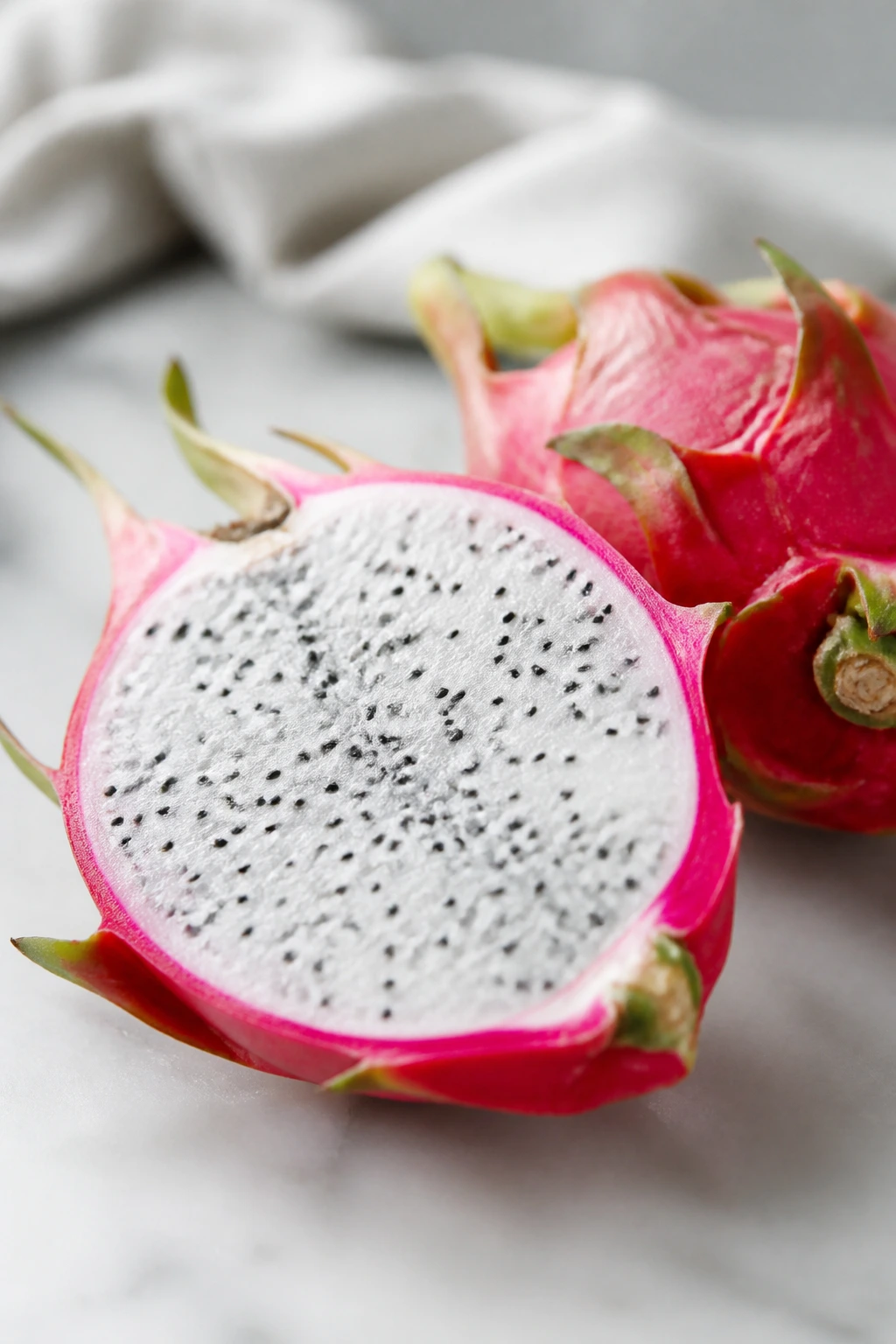 How to Eat Dragon Fruit During Pregnancy 3 Dragon fruit slice showing vibrant flesh against a neutral surface