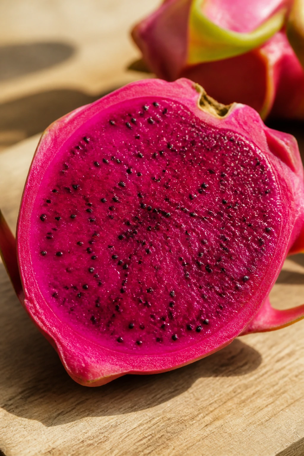 Is Dragon Fruit Good For Dogs? All You Need To Know 2 Halved dragon fruit showing vibrant magenta flesh and seeds.