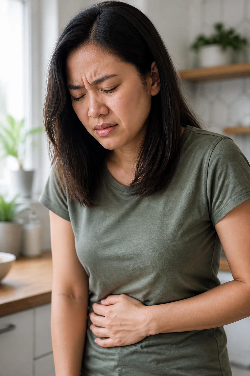 Is Dragon Fruit Good For Diabetes? Benefits, Effects & More 3 Close-up portrait of a person experiencing mild stomach discomfort.