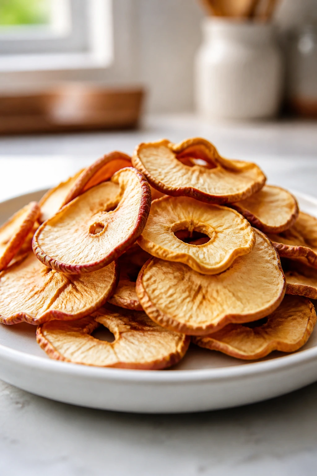 Are Dehydrated Apples Good For You? All You Need To Know 2 Dried apple slices on a plate