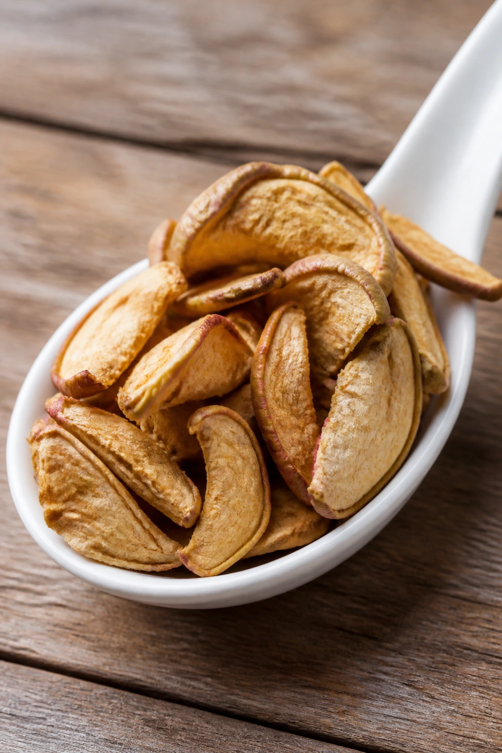 Are Dehydrated Apples Good For You? All You Need To Know 5 Dried apple pieces on a spoon