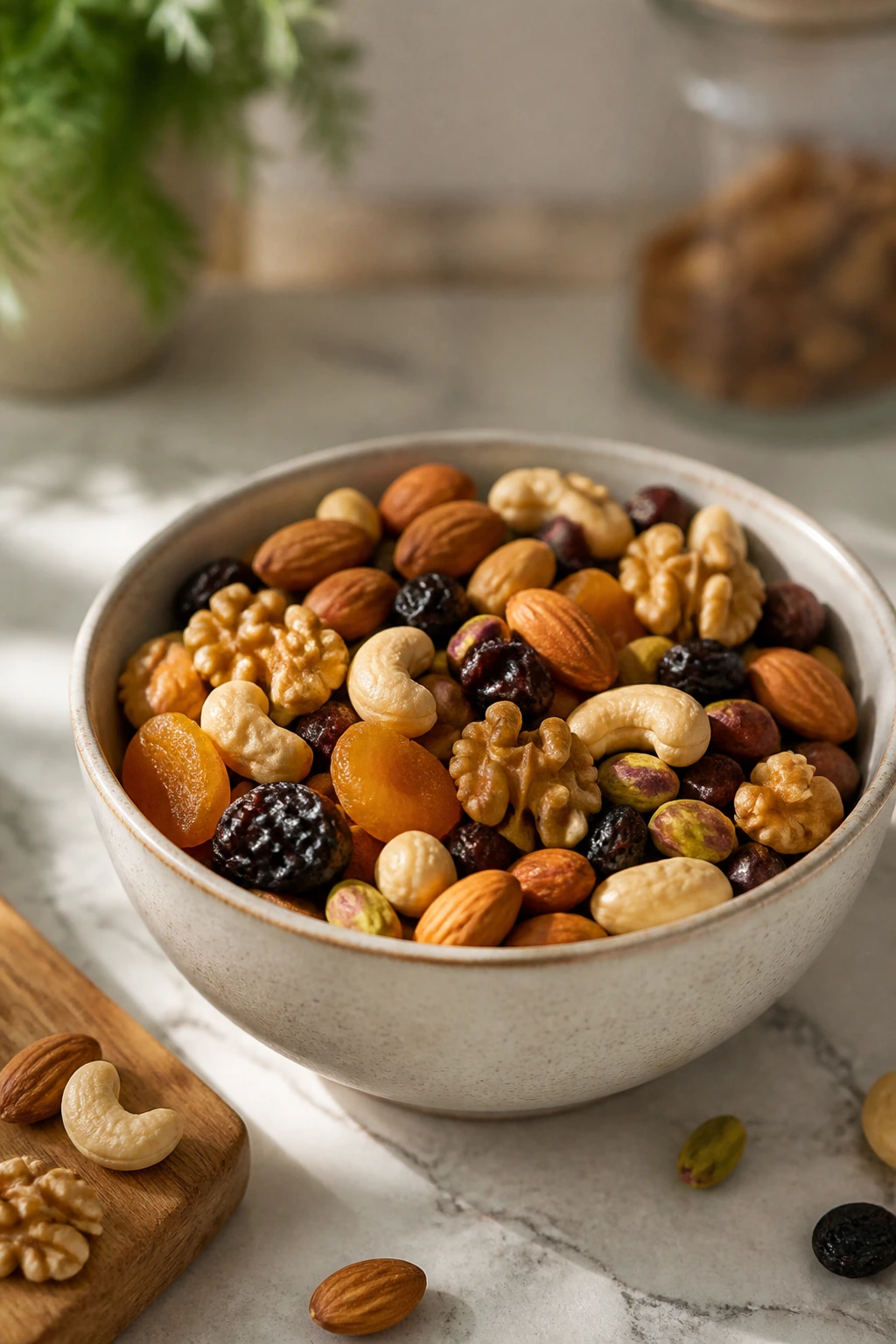 Discover the Best Dry Fruits for Weight Gain: Top 12 Choices 8 Bowl of mixed dry fruits on a kitchen counter