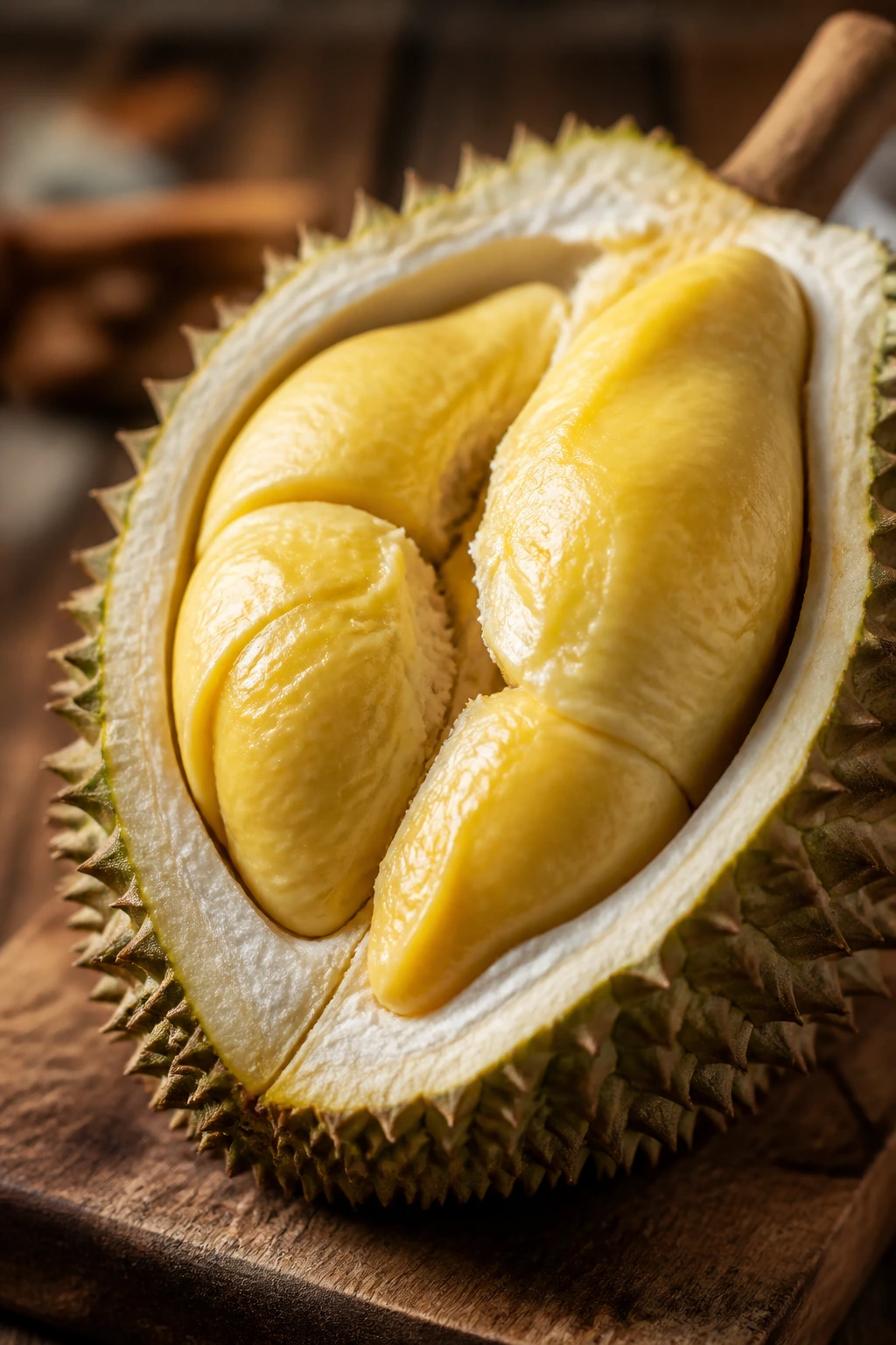 10 Surprising Reasons Why Durian Is The King Of Fruits 4 Durian on cutting board showing fiber content for digestion