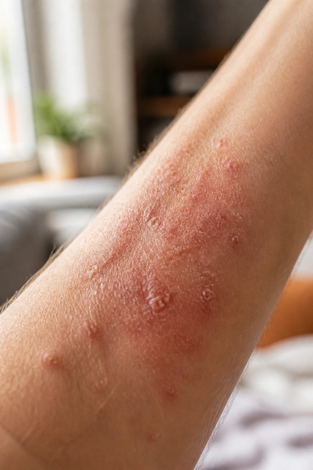 Are Bananas Good For Eczema? 1 Close-up of eczema on forearm showing redness and irritation