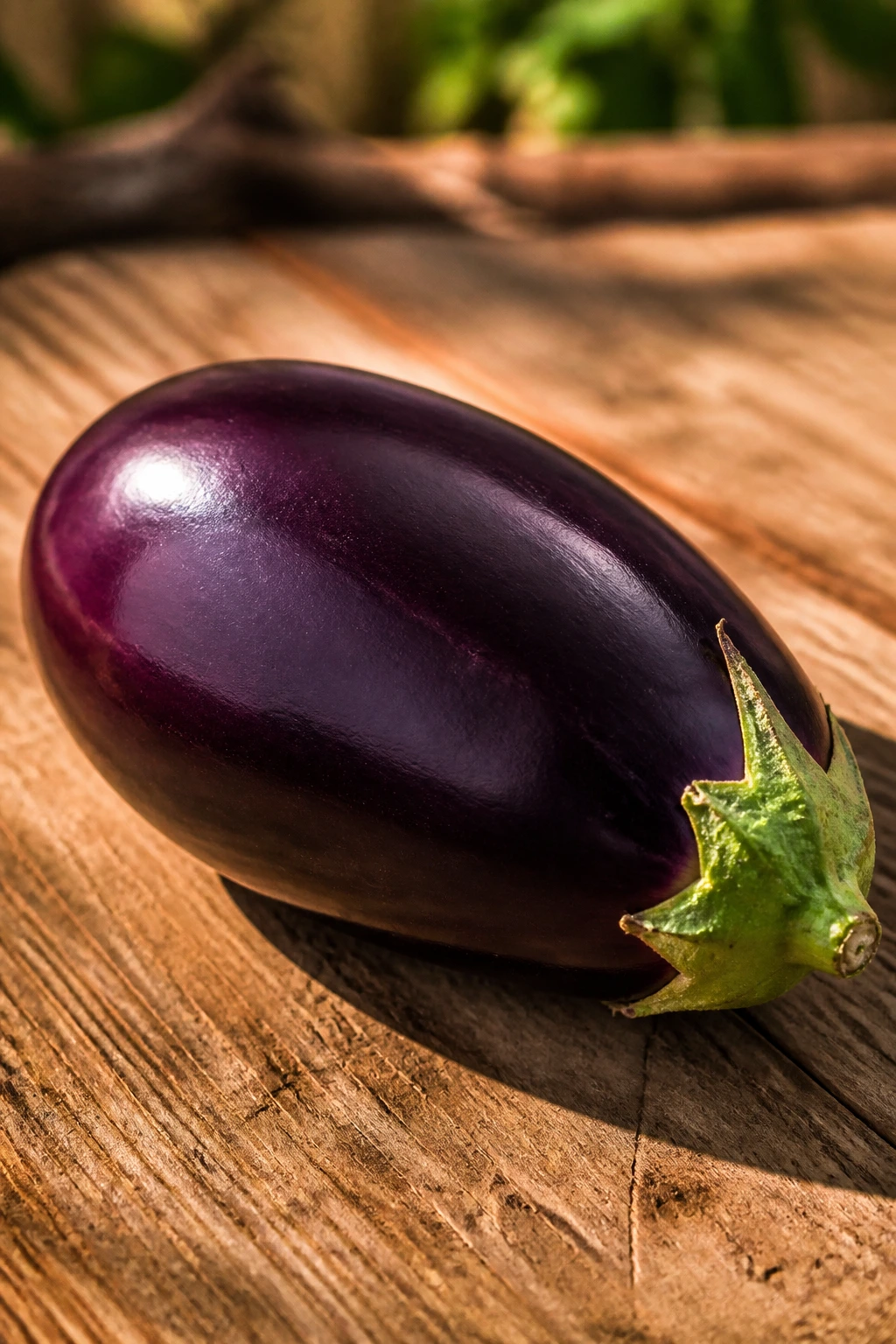 12 Surprising Health Benefits of Garden Egg Fruit 6 Whole eggplant on a wooden surface, filling the frame.