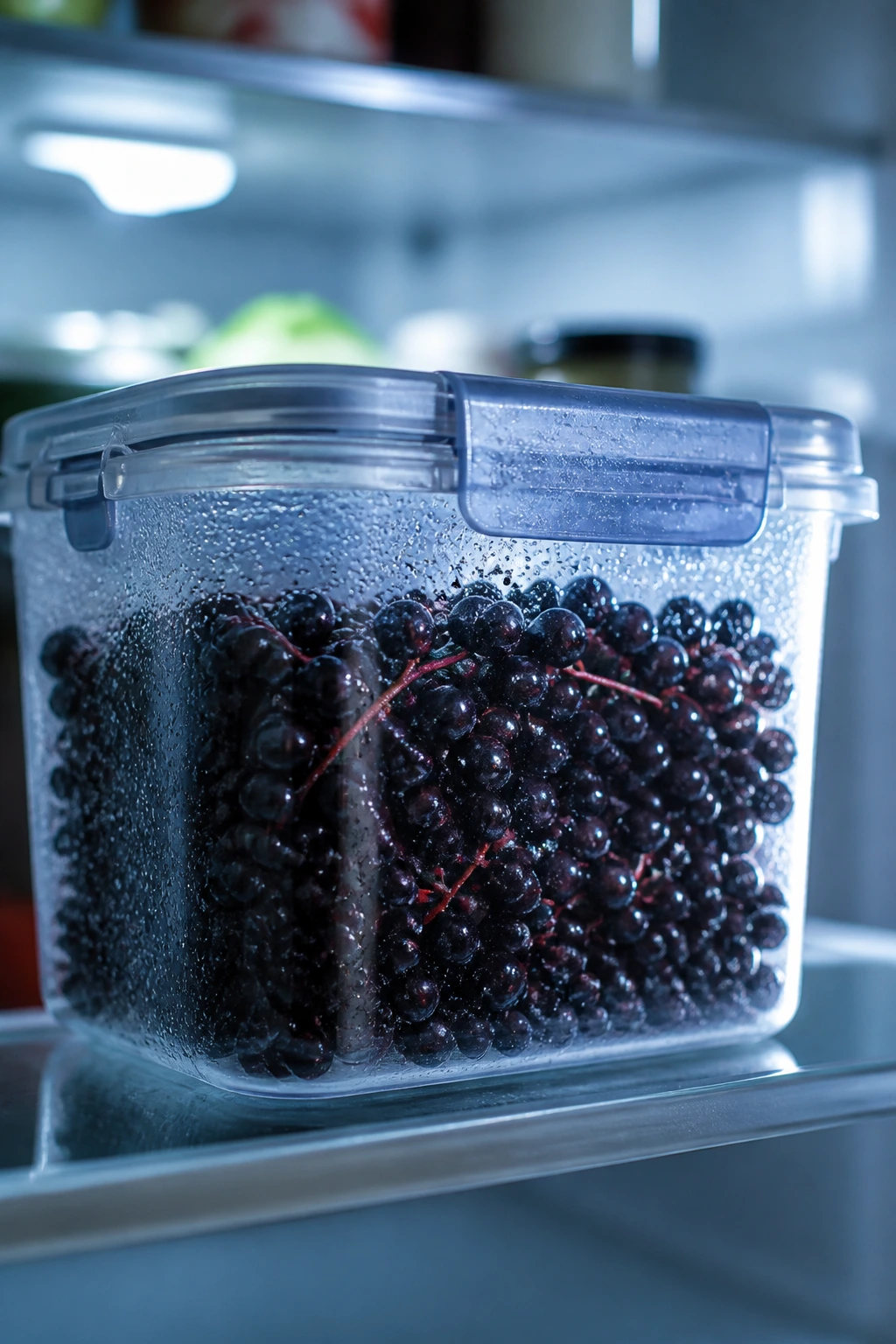 How To Store Elderberries For Long Term: Step-By-Step Guide 6 Elderberries stored in a sealed container inside a refrigerator