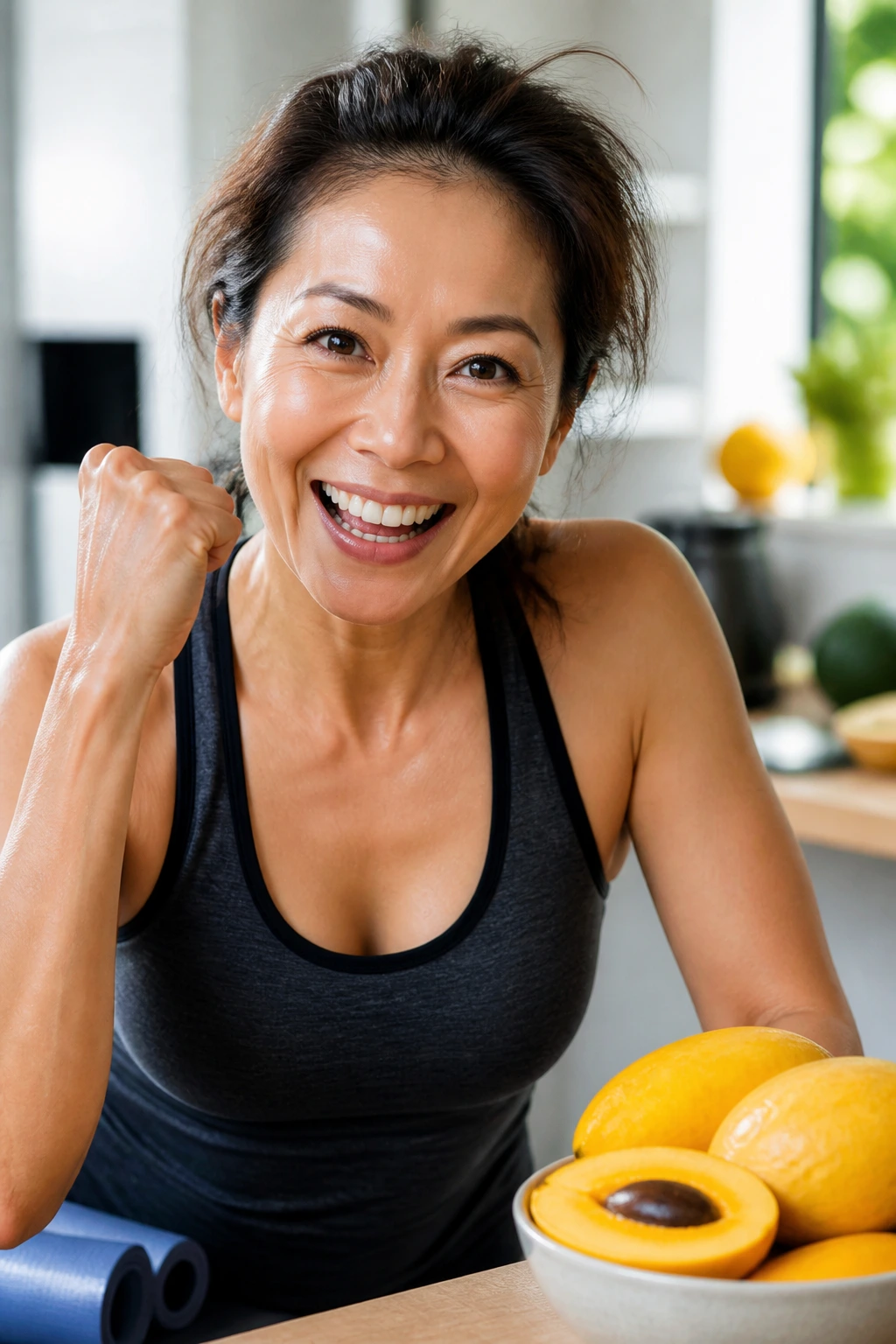 12 Incredible Health Benefits Of Egg Fruit 9 Energetic mid-aged person in a bright space suggesting energy from healthy snacks