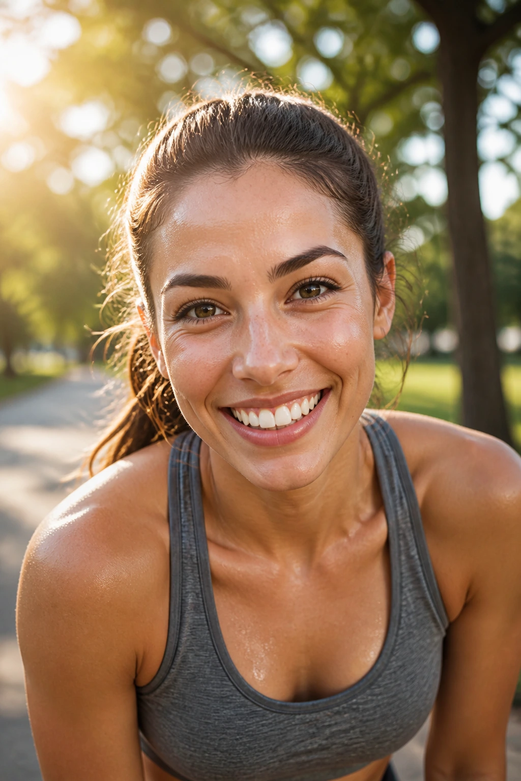 Portrait of an energized person outdoors conveying more energy