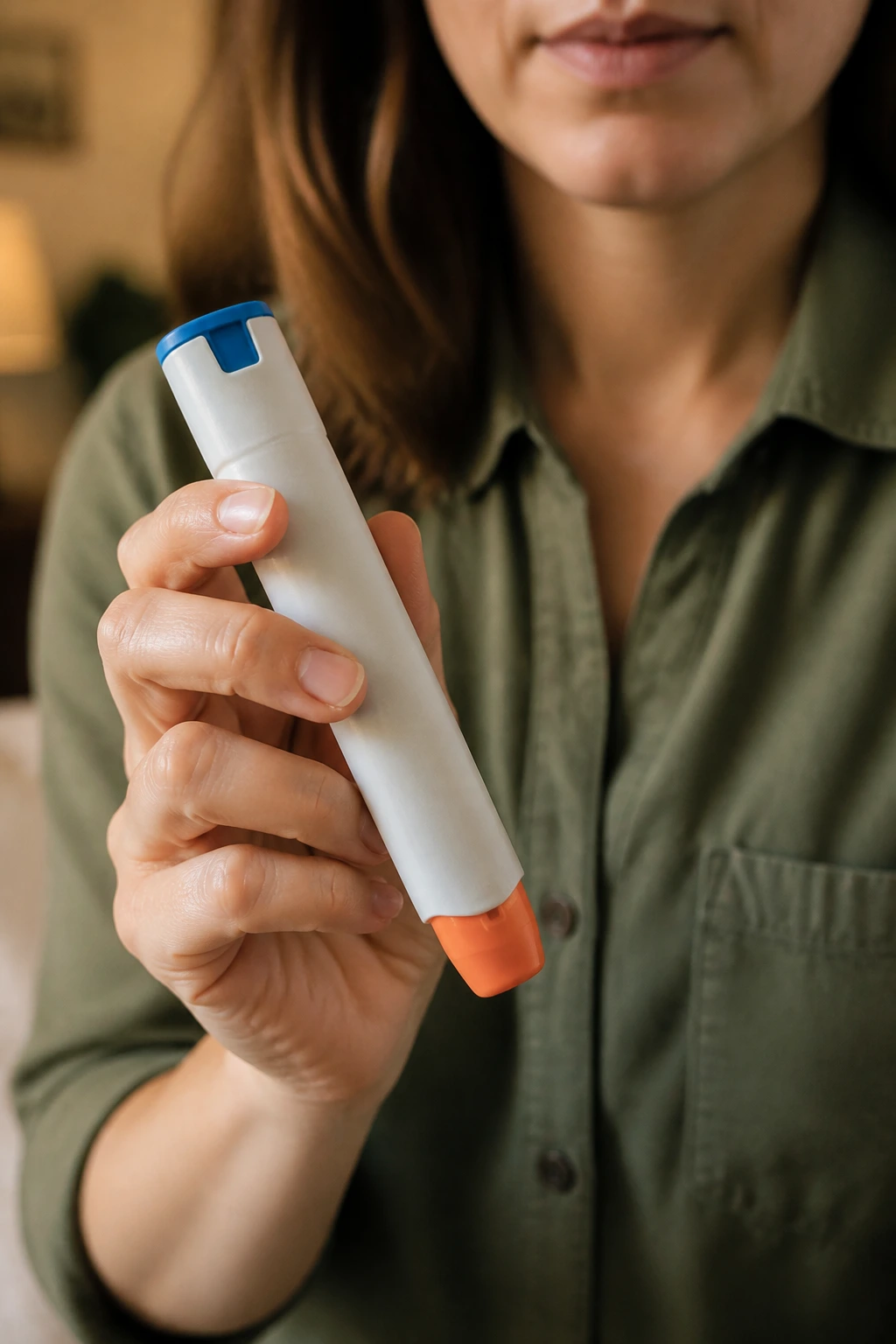 How To Know If You Are Allergic To Pineapple 6 Person holding an unbranded epinephrine auto-injector in a safe setting