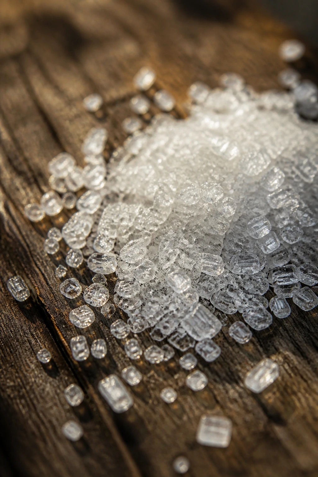 Is Epsom Salt Good For Fruit Trees, Vegetables, And Shrubs? 1 Close-up of Epsom salt crystals scattered on wood