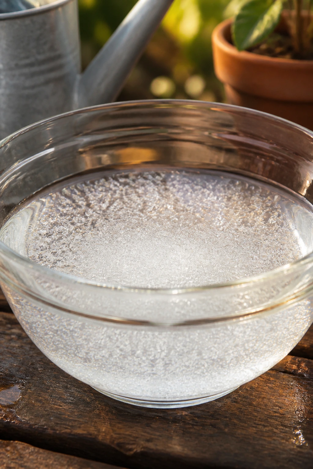 Is Epsom Salt Good For Fruit Trees, Vegetables, And Shrubs? 5 Glass bowl with dissolved Epsom salt in water