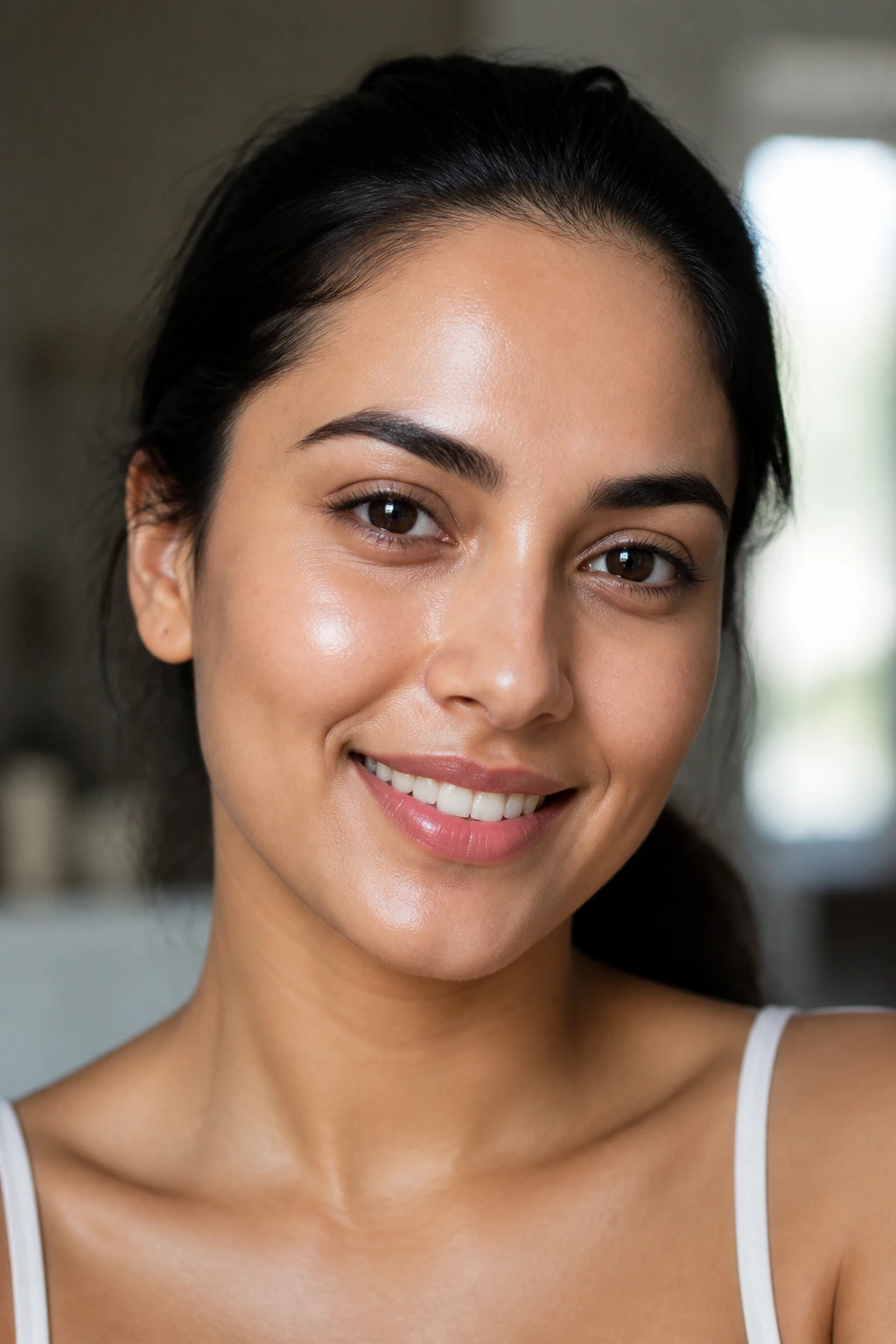 10 Surprising Benefits Of Eating Salad For Skin Health 7 Close-up portrait of a woman with even skin tone under natural light