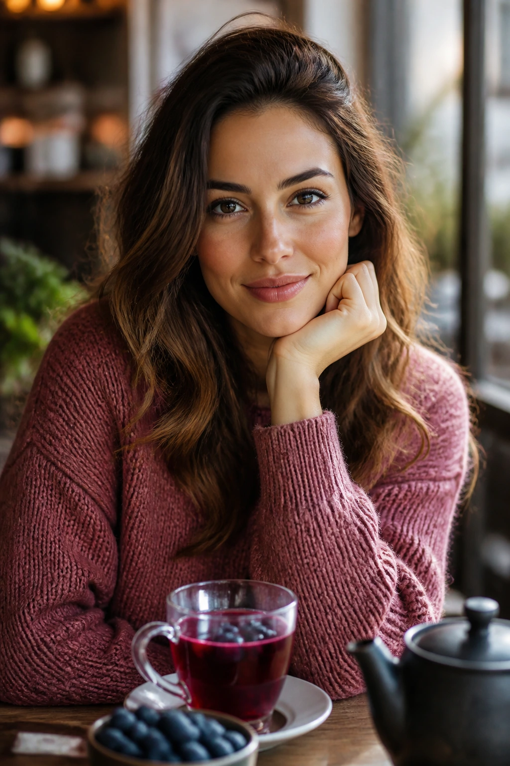 12 Amazing Health Benefits Of Blueberry Tea 3 Close-up portrait of a thoughtful person in a cafe representing blueberry tea FAQ