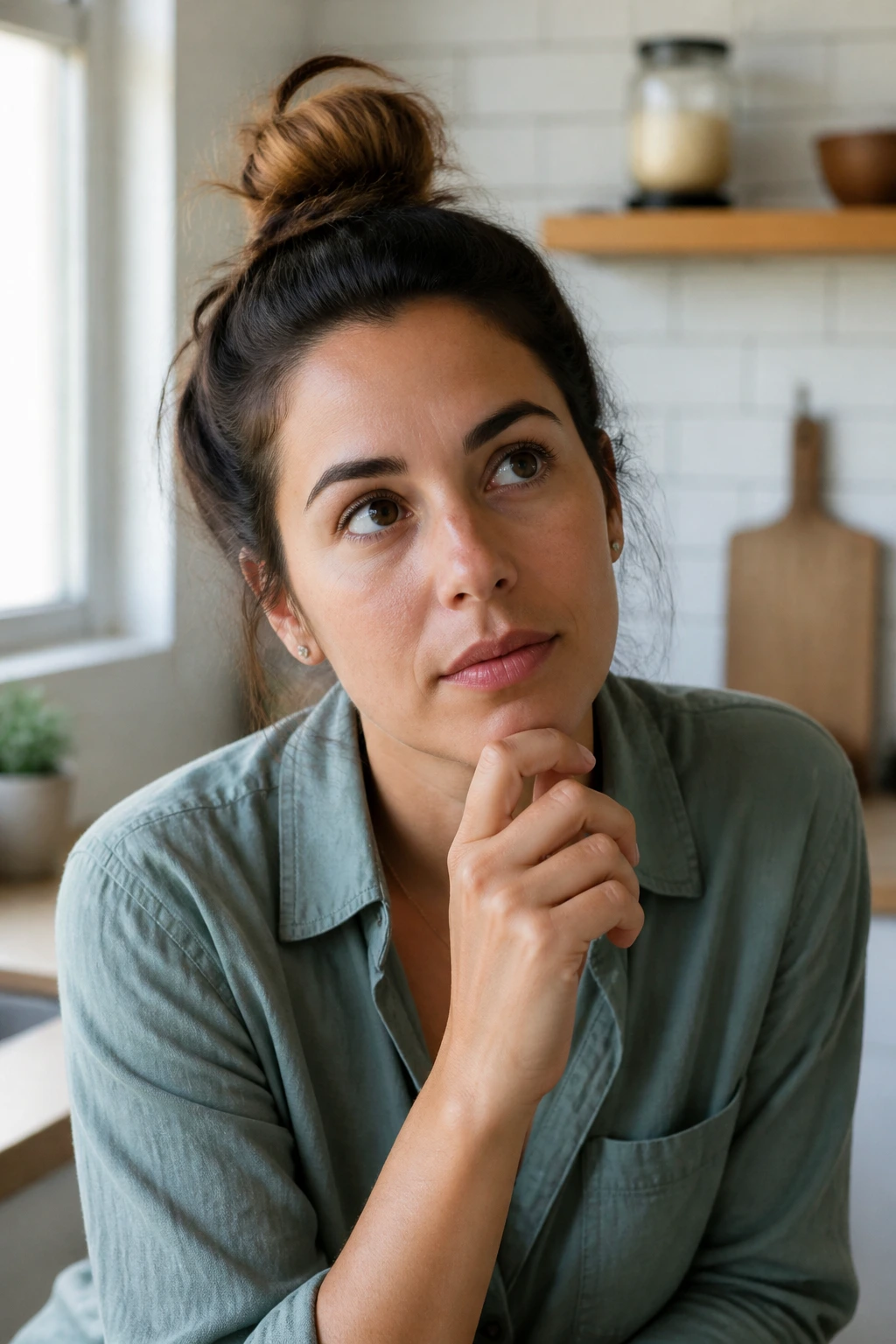 Portrait of a real person in a kitchen, representing frequently asked questions about coconut powder