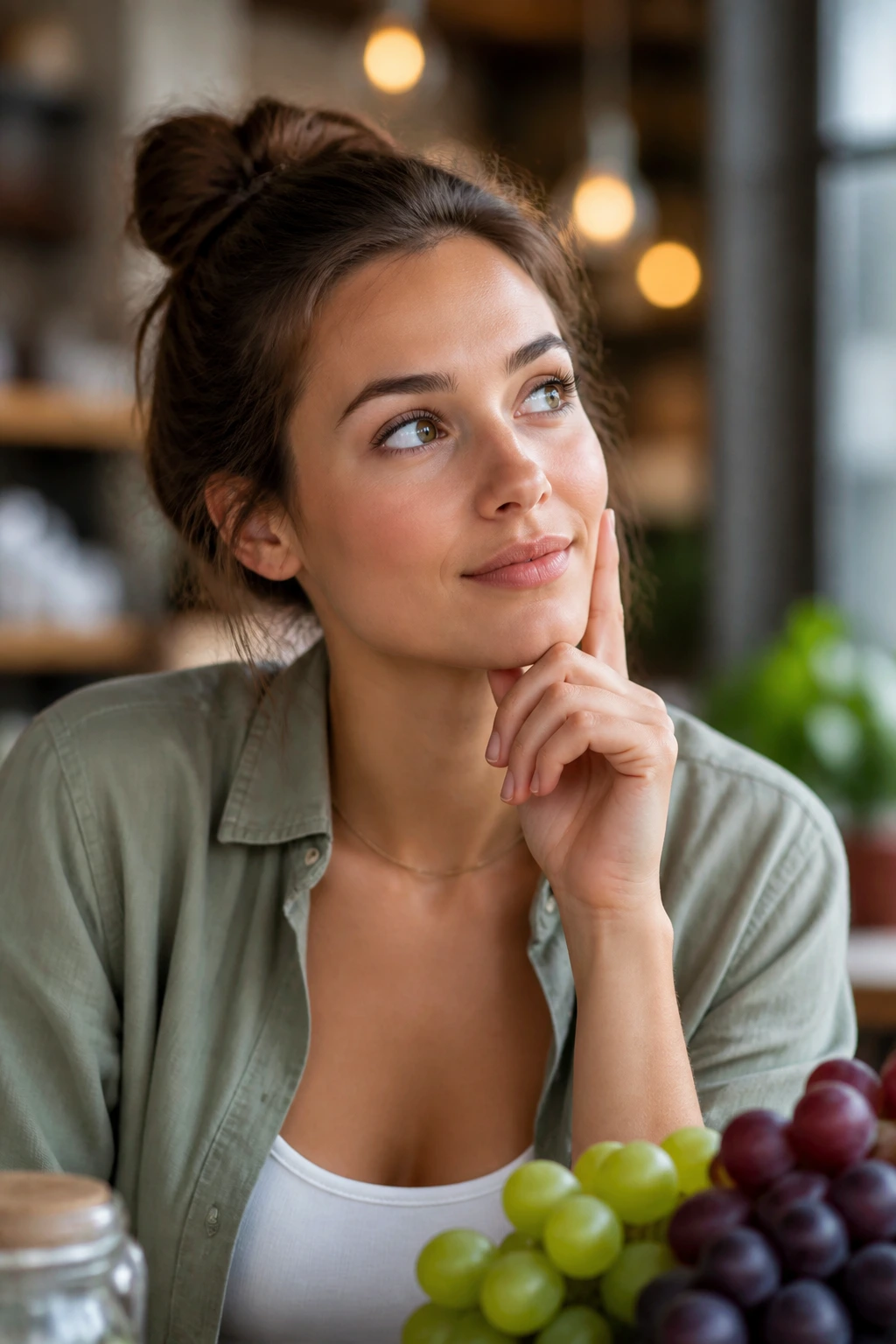Is Grape A Tropical Fruit? All You Need To Know 6 Thoughtful woman in cafe portrait representing FAQs