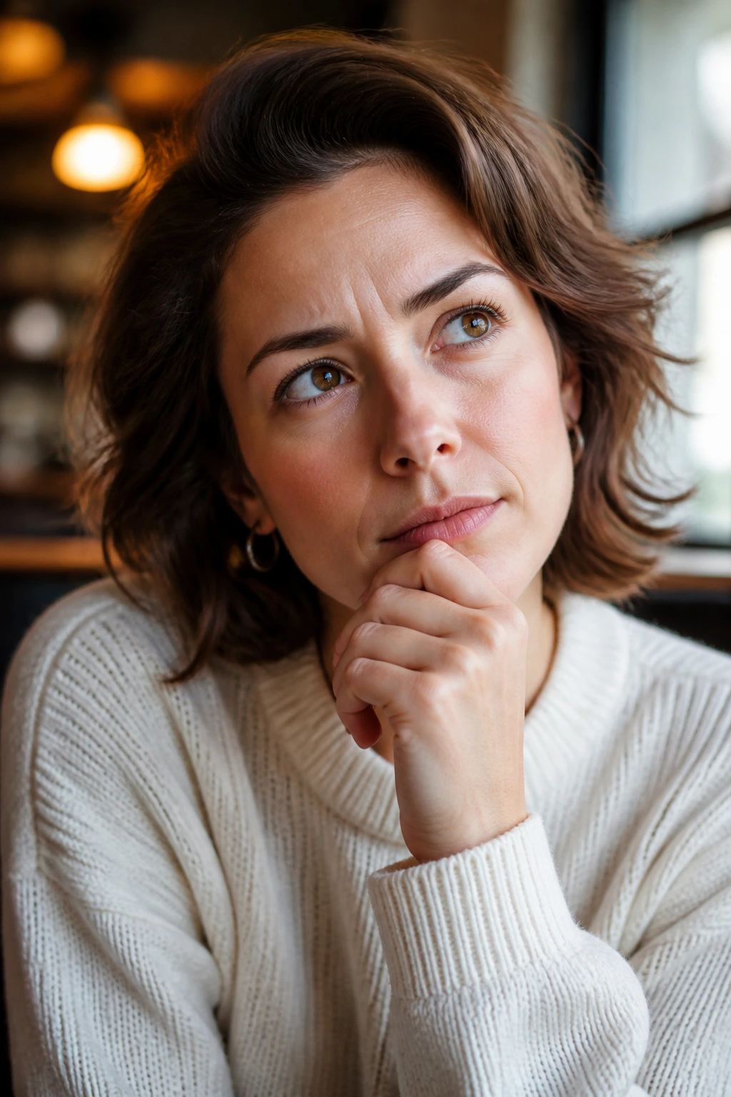 10 Best Low-Carb Fruits to Add to Your Diet 5 Close-up portrait of a thoughtful person in a cafe, conveying questions and answers about low-carb fruits.