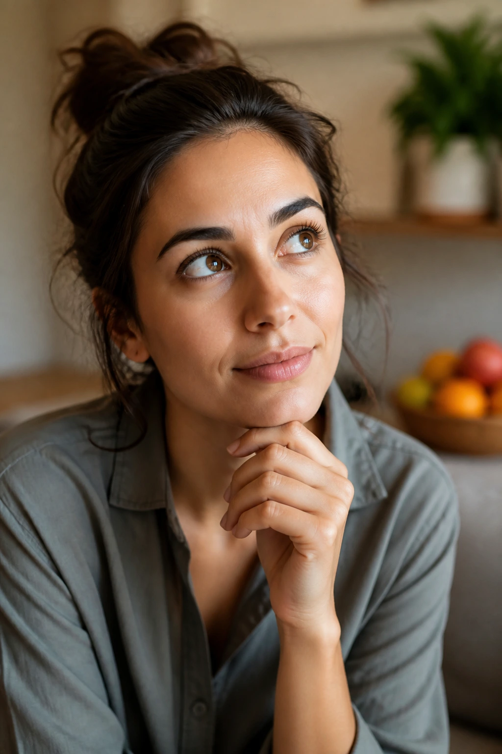 Thinking person in home setting representing FAQs