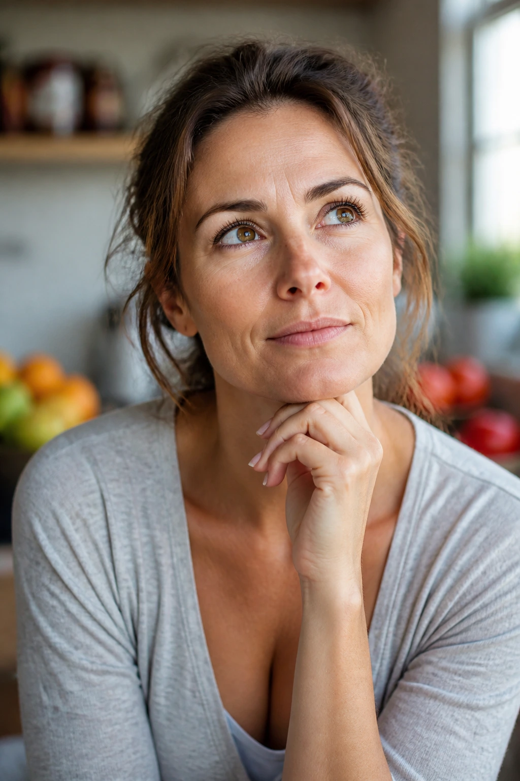 Thoughtful person considering questions about fruit and weight loss