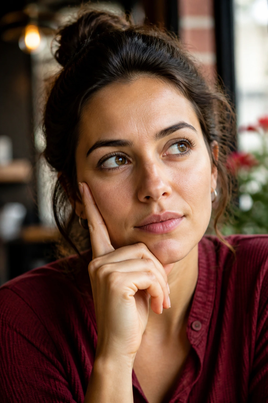 Close-up portrait of a real person in a warm Italian cafe, symbolizing FAQs about strawberries