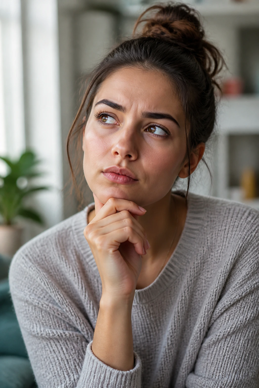 Thoughtful person portrait suggesting questions about pistachios and acne