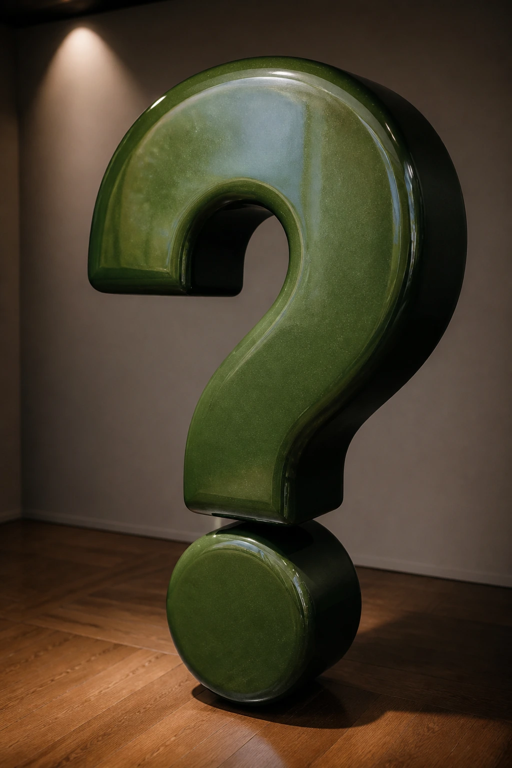 Can Gerbils Eat Cucumbers? All You Need To Know 7 Close-up of a large glossy question-mark sculpture symbolizing FAQs in an art gallery