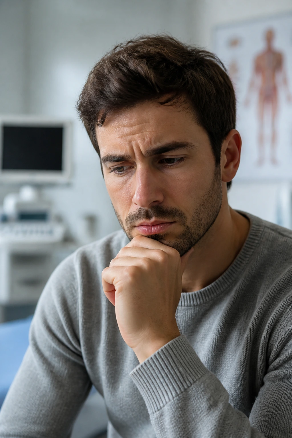 10 Amazing Benefits Of Banana For Sperm Count 2 Portrait of a man contemplating fertility in a clinical environment