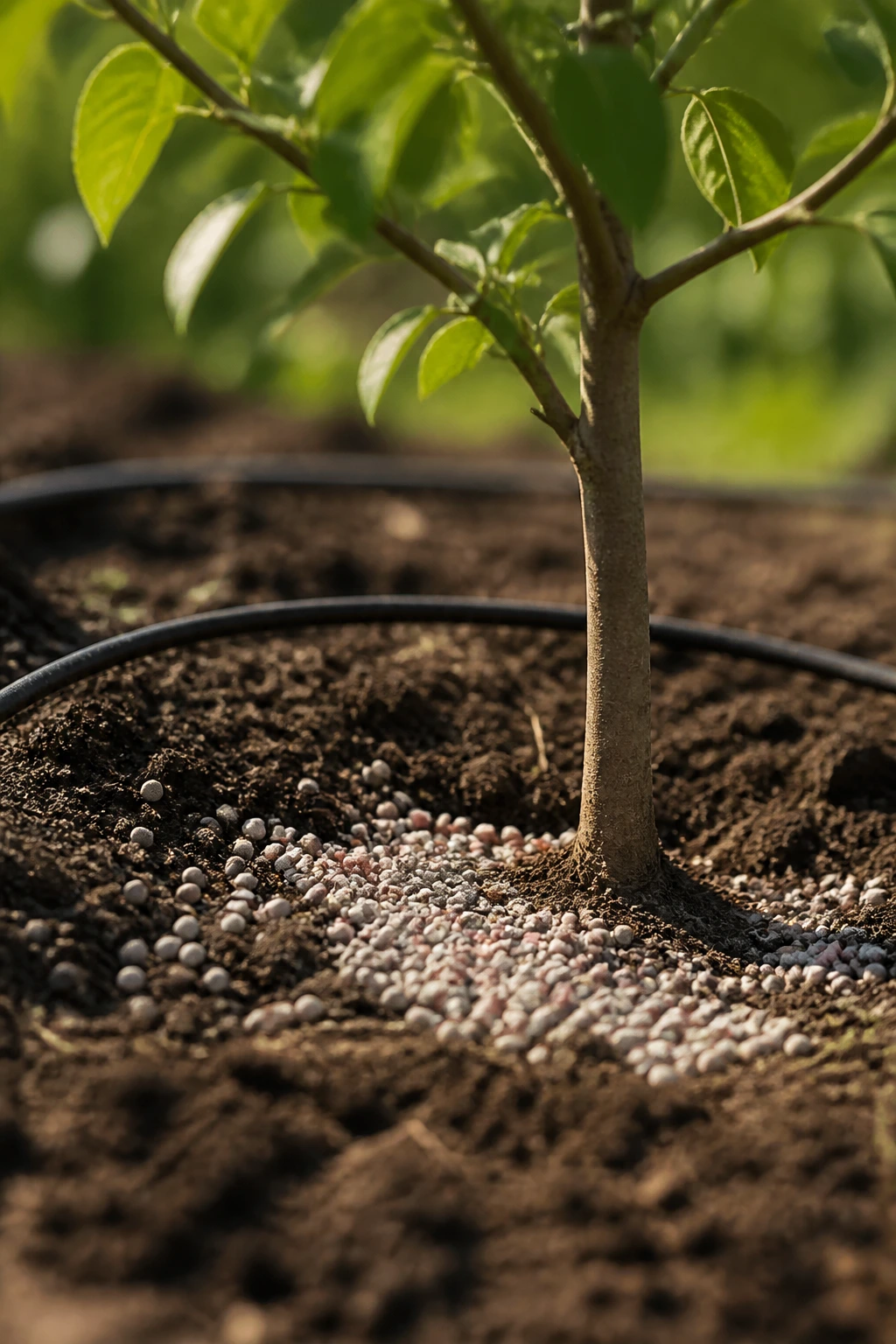 Is 16-16-16 Fertilizer Good For Fruit Trees? 9 Fertilizer pellets around tree dripline on garden soil