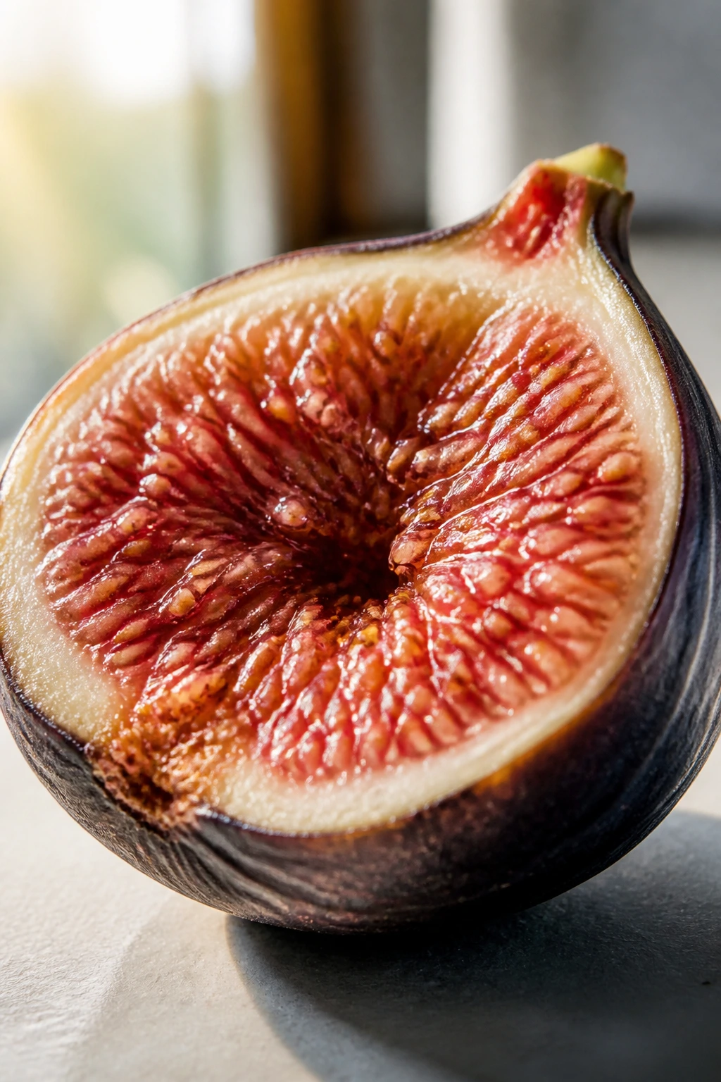 10 Astounding Health Benefits Of Fig Fruit During Pregnancy 2 Close-up of glossy fig sliced to reveal juicy interior