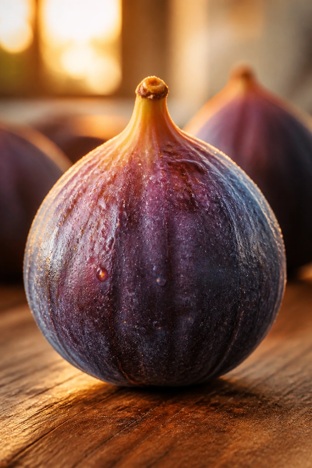 10 Astounding Health Benefits Of Fig Fruit During Pregnancy 4 Close-up of a fig on wood with warm backlight
