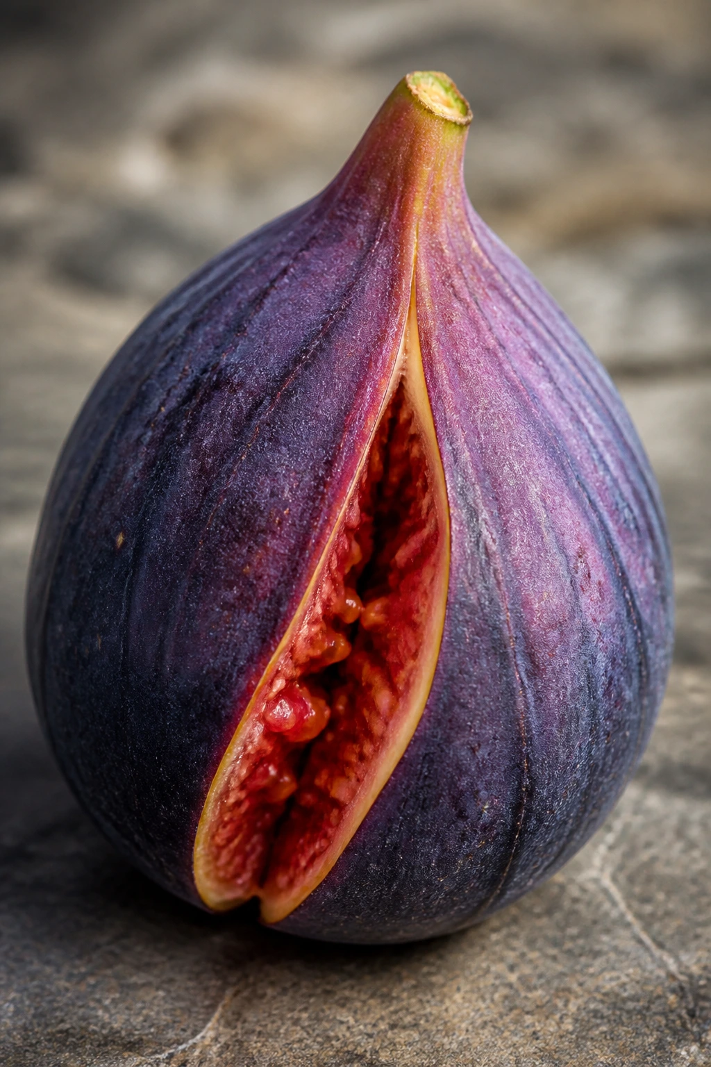 Close-up fig symbolizing hope and resilience on a natural surface.
