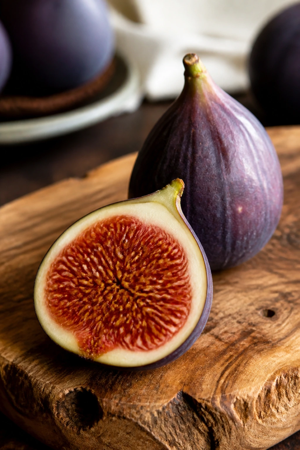 Are Figs Acidic Or Alkaline? All You Need To Know 1 Close-up of fresh figs on a wooden board highlighting nutrition and fiber