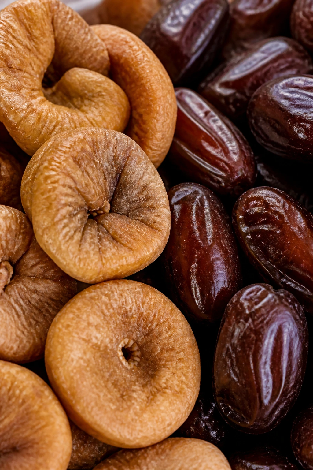Figs vs Dates - Differences, Health Benefits and More 7 Close-up of dried figs and dates.