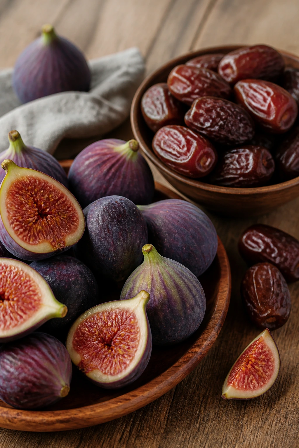 Figs vs Dates - Differences, Health Benefits and More 10 Fresh figs and dates selection on counter.