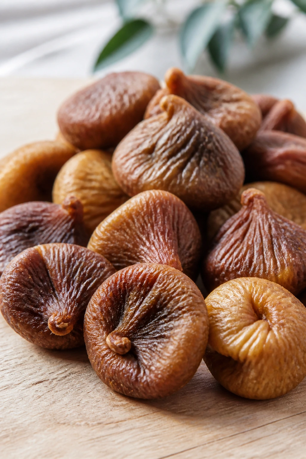 Close-up of dried figs highlighting texture and color