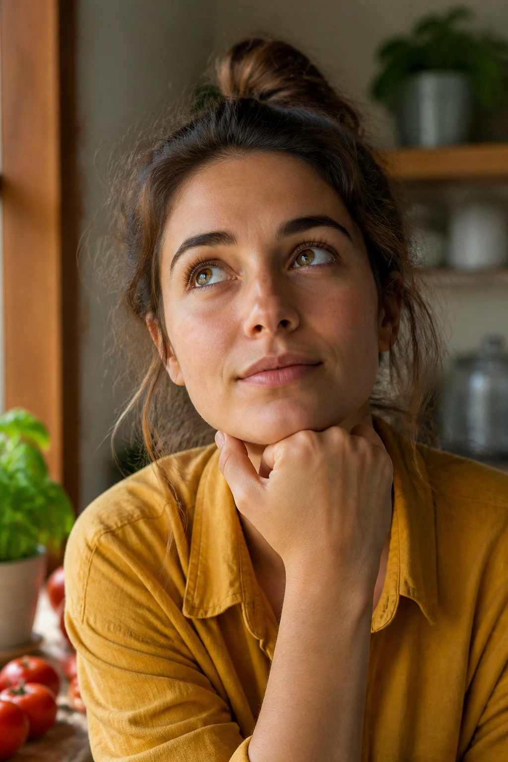 Is Tomato a Fruit Or A Vegetable? | The Definitive Explanation 1 Close-up portrait of a thoughtful real person in a cozy kitchen with warm window light