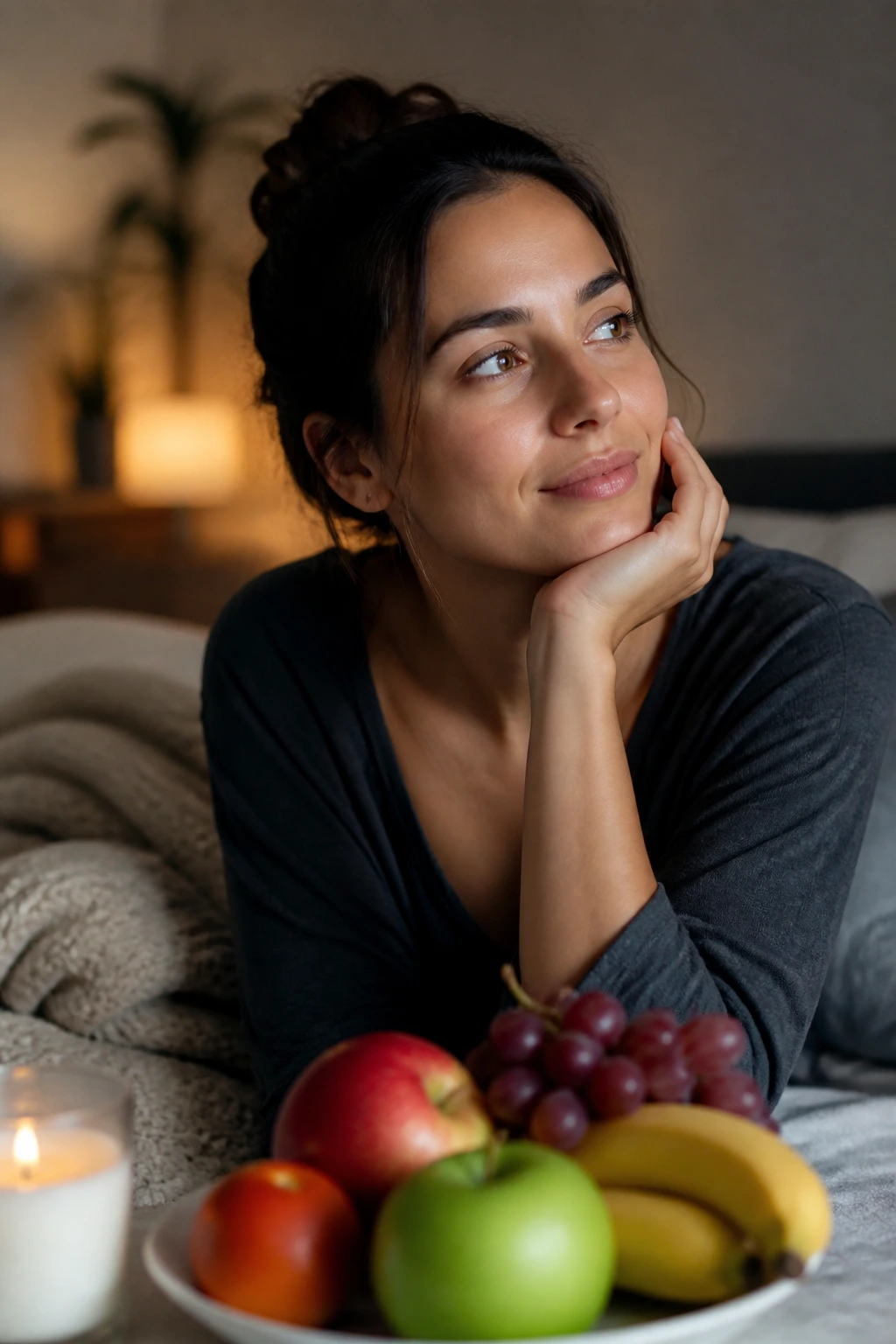 10 Amazing Health Benefits of Eating Fruits Before Bed 2 Thoughtful adult portrait reflecting on bedtime fruit benefits