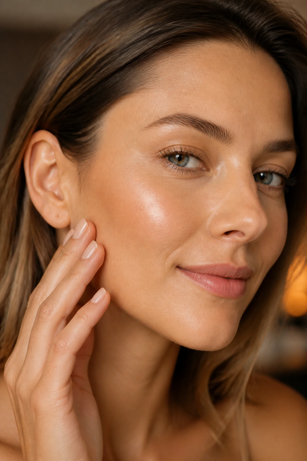 10 Amazing Benefits of Eating Plums for Skin 3 Close-up of a real person's taut, smooth cheek skin.
