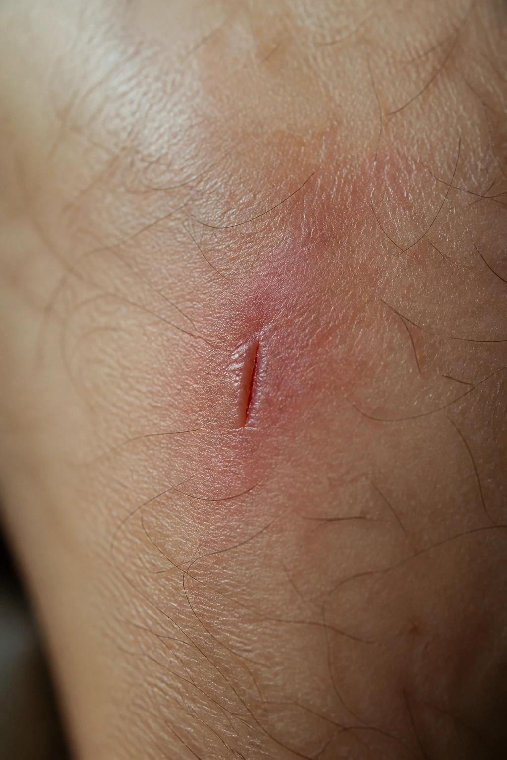 Macro close-up of a skin fissure on skin in clinical lighting