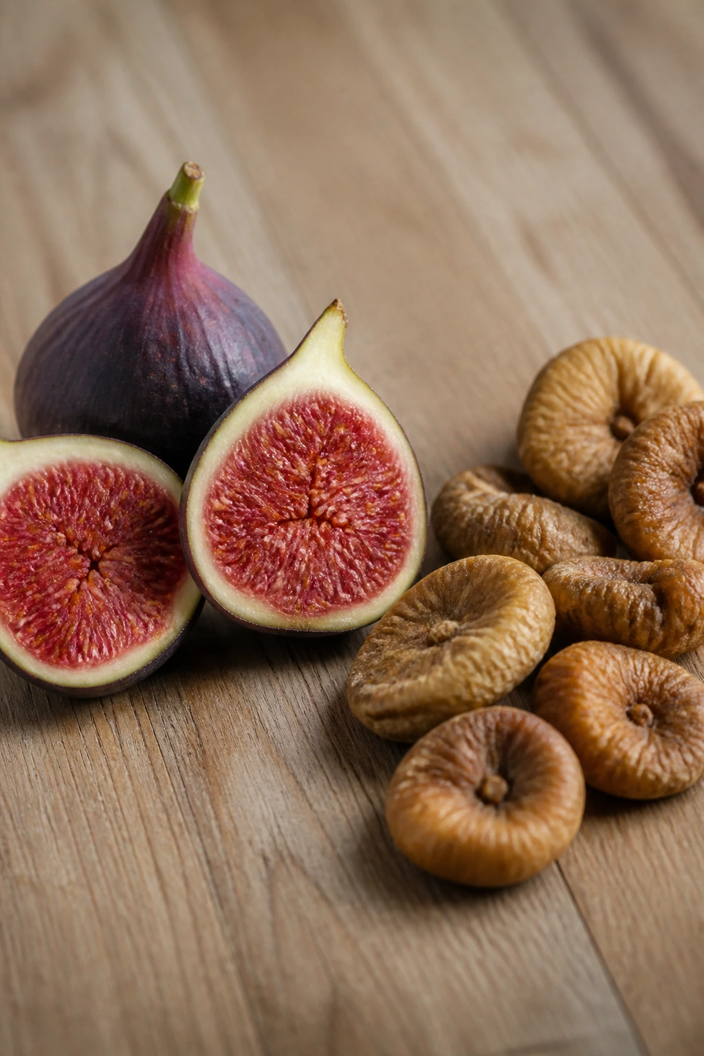 Are Figs Acidic Or Alkaline? All You Need To Know 3 Fresh and dried figs arranged on wood showing form and texture