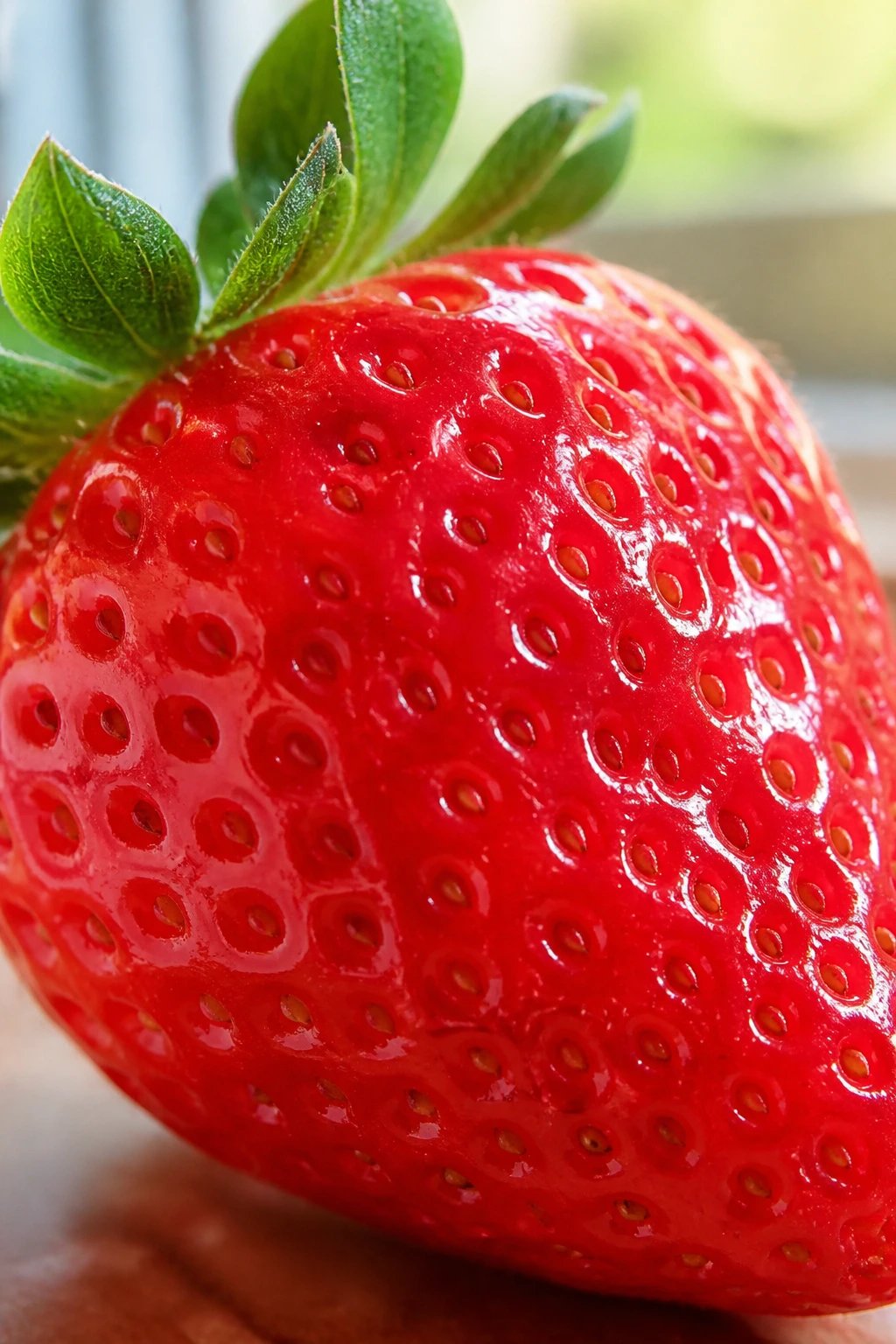Close-up of a ripe strawberry filling the frame