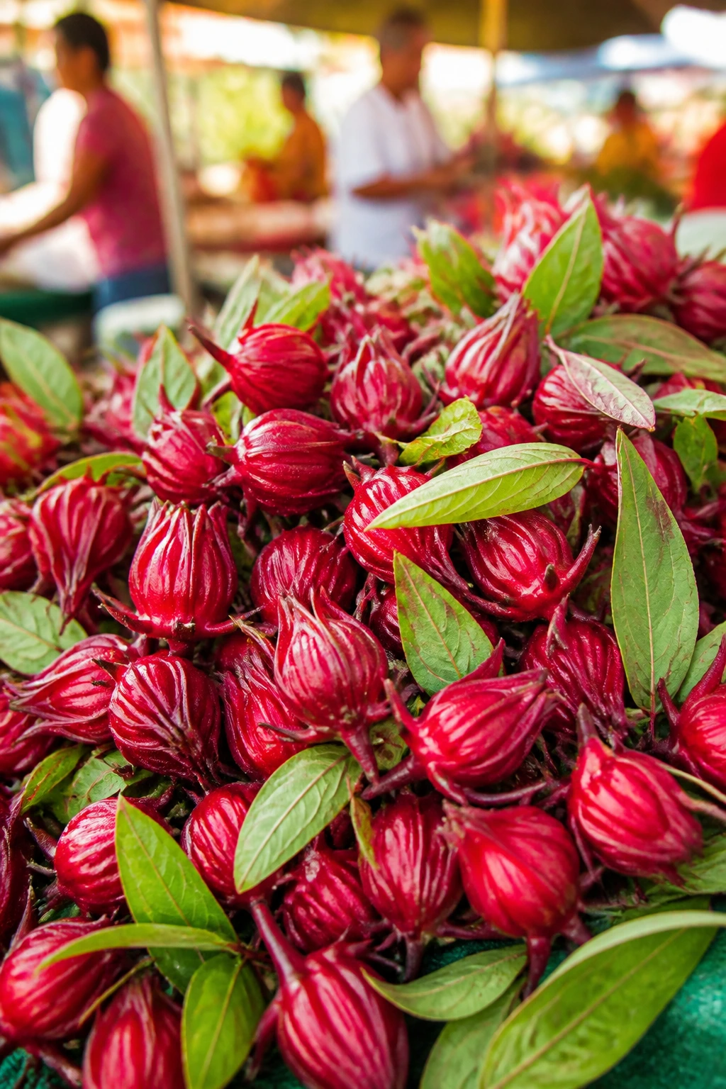 Fresh sorrel bunches on a market display