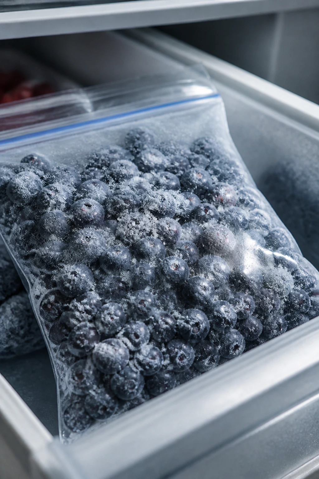 12 Interesting Fun Facts About Blueberries 10 Frozen blueberries in a transparent freezer bag with frost