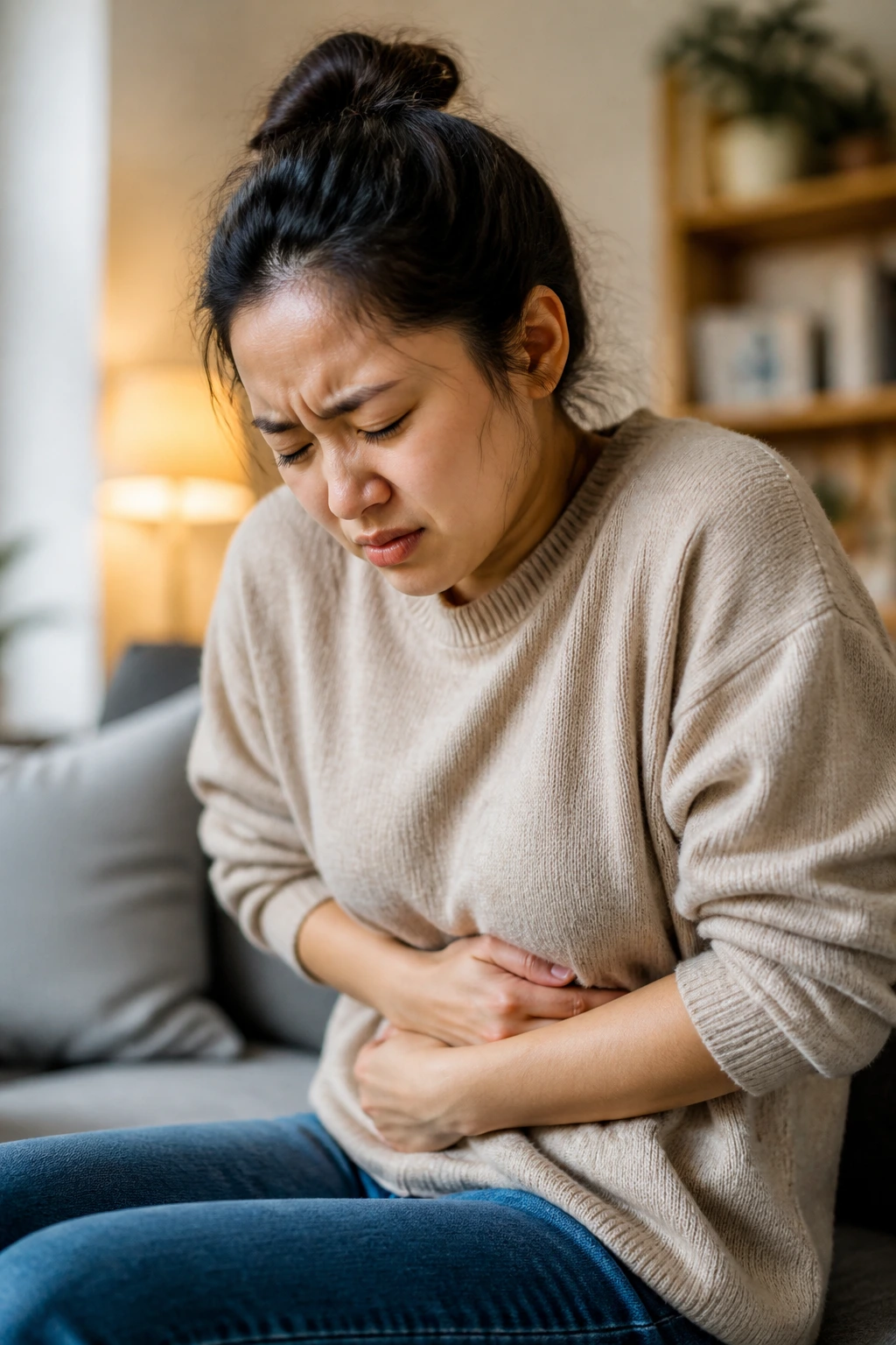 Can Eating Too Many Mangoes Cause Diarrhea? Find Out Now! 3 Real person holding stomach in indoor discomfort