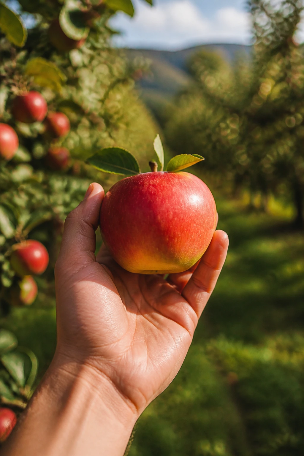 80+ Amazing Quotes About Fruit - For Fruit Lovers 13 Hand holding a freshly picked apple in an orchard