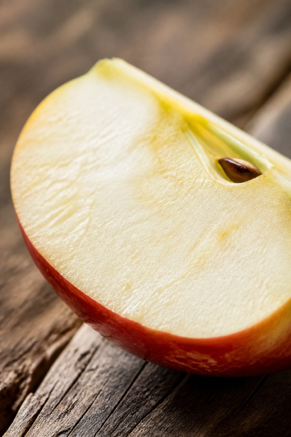 Is Processed Sugar The Same As Sugar From Fruit? 2 Close-up of a single juicy apple slice on wood showing natural sugar